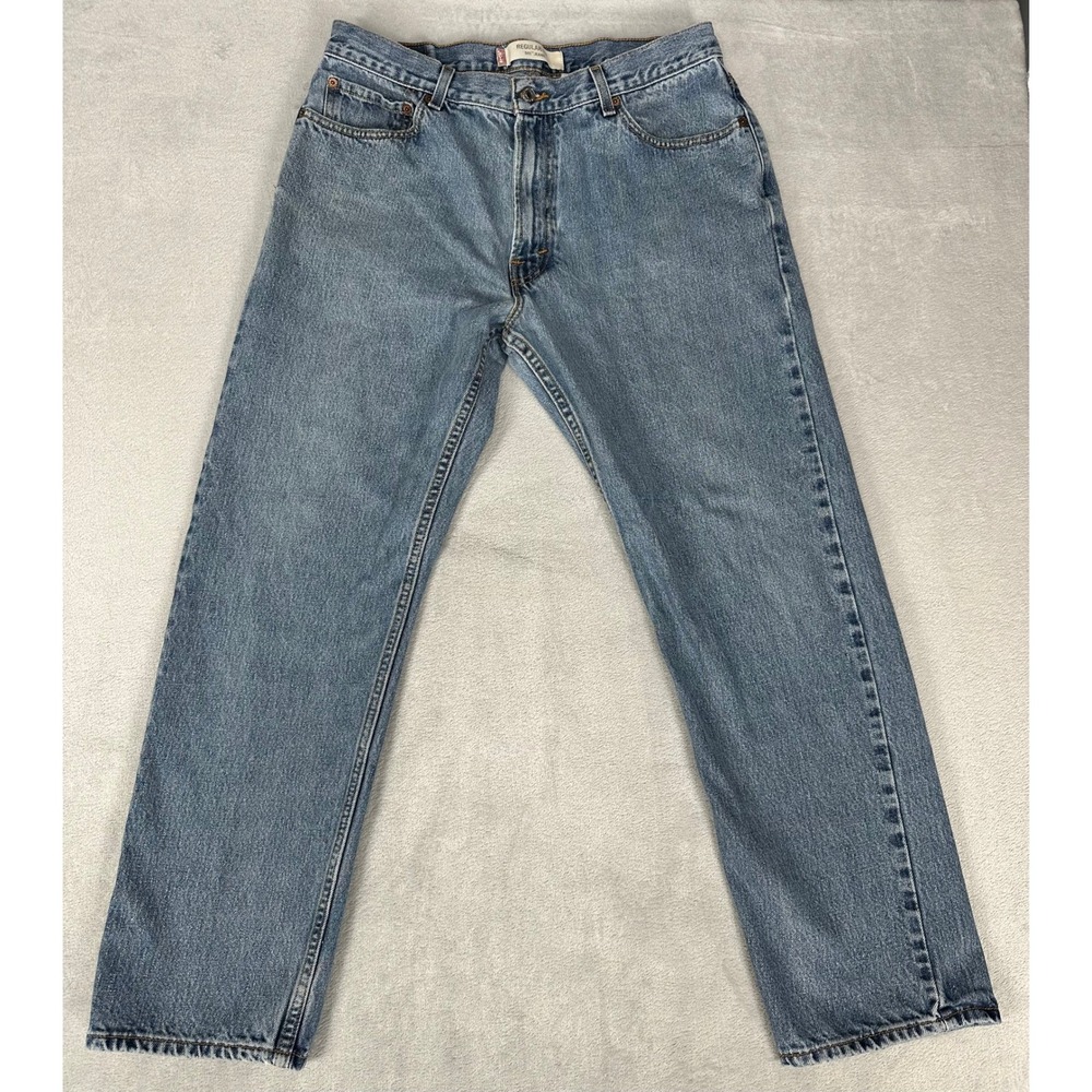 Levi's 505 Jeans Mens 36x32 Blue  Regular Fit Straight Leg Denim Pants